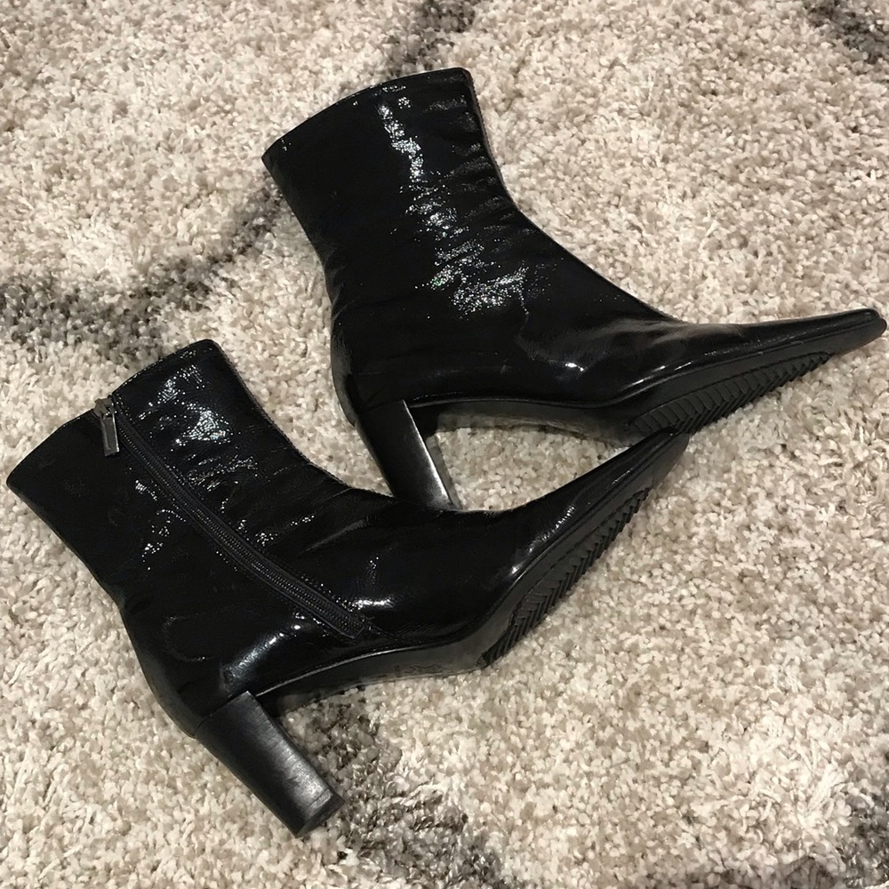 Aquatalia Patent Leather Ankle Booties